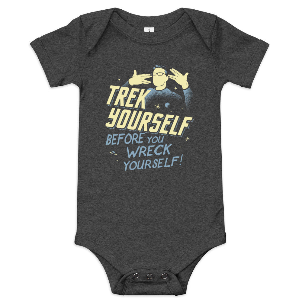 Trek Yourself Before You Wreck Yourself Kid's Onesie