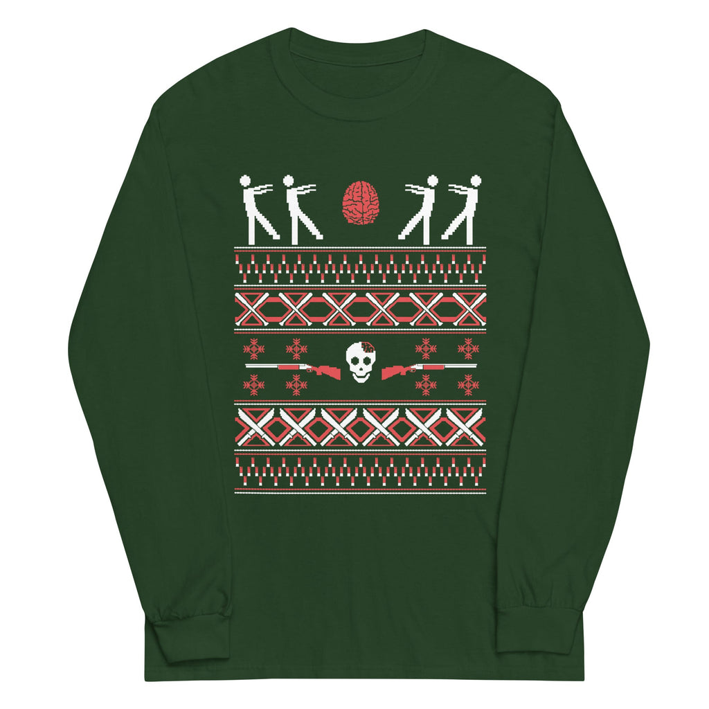 Zombie Christmas Sweater Unisex Long Sleeve Tee product image 3
