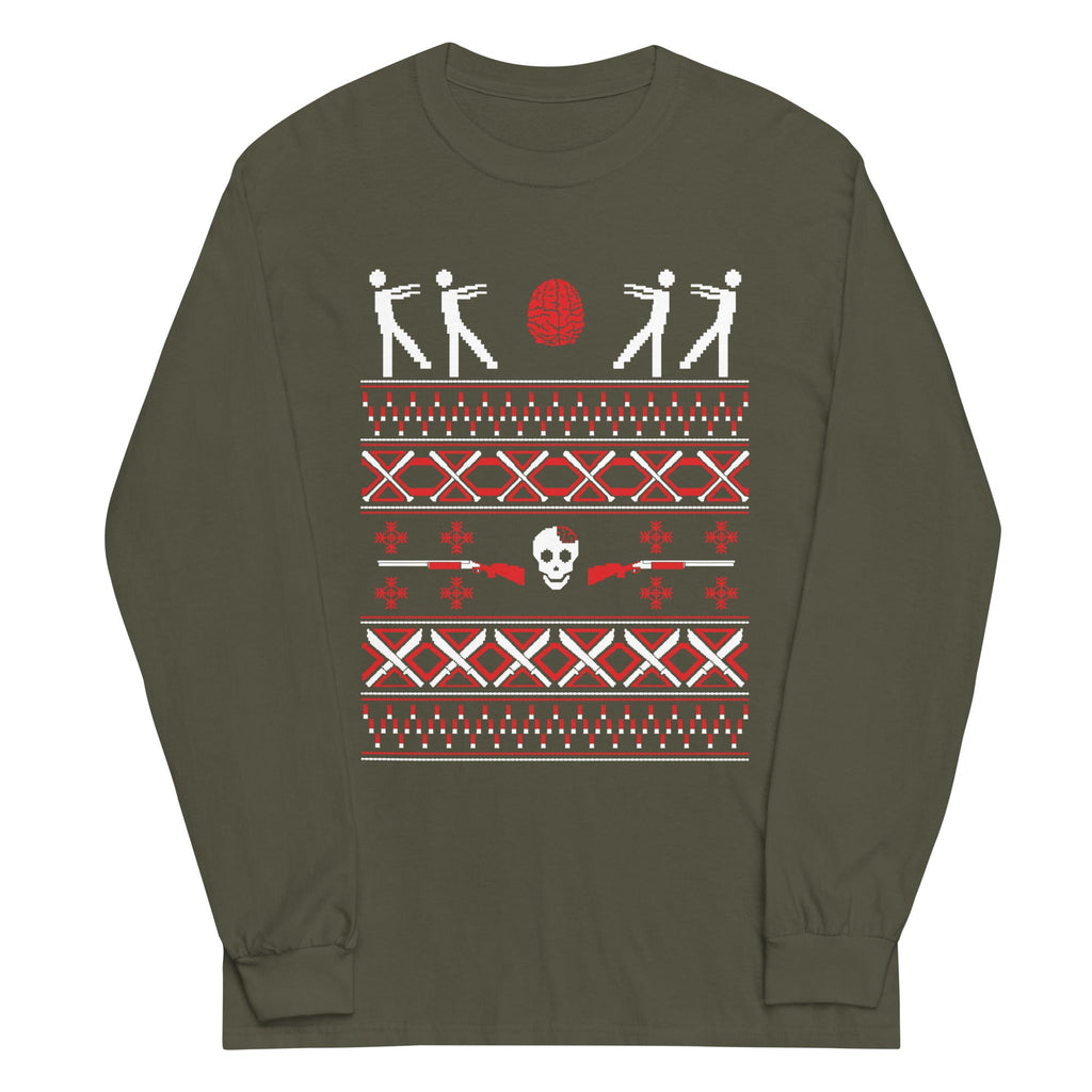 Zombie Christmas Sweater Unisex Long Sleeve Tee product image 5