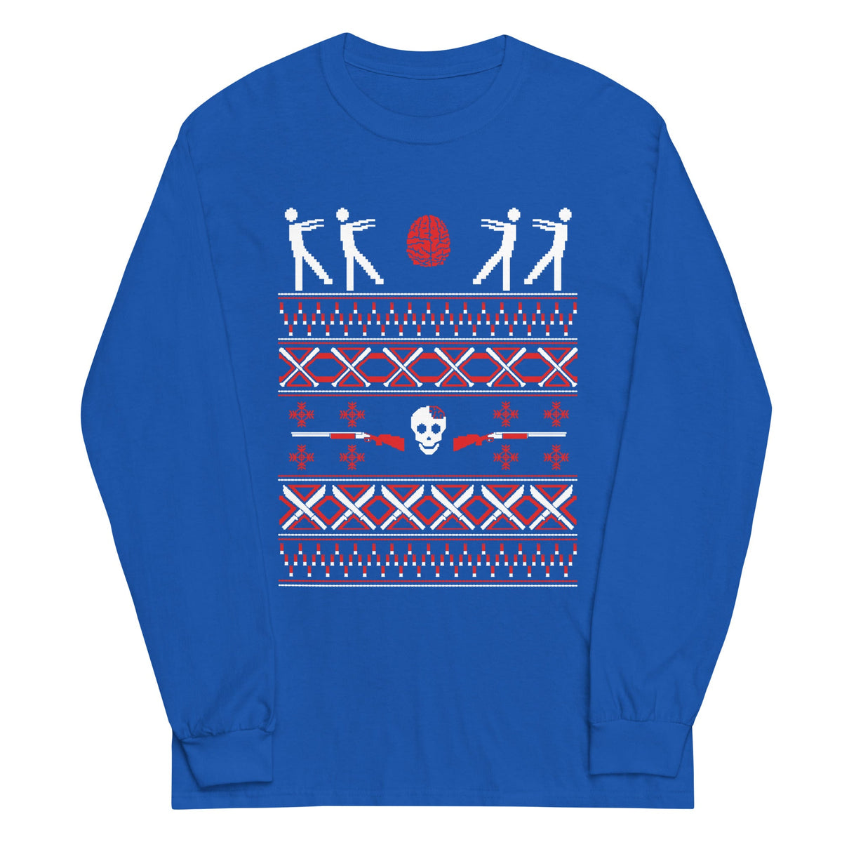 Zombie Christmas Sweater Unisex Long Sleeve Tee product image 4