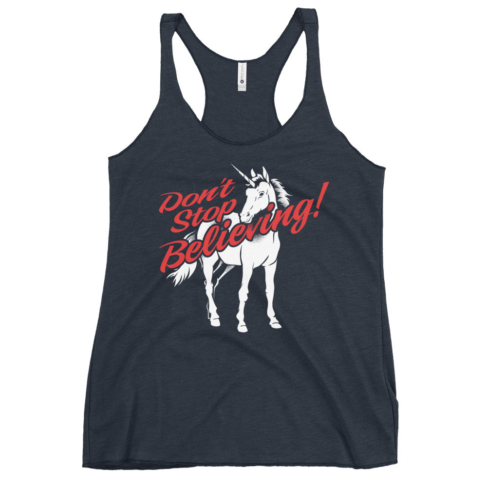 Don't Stop Believing Unicorn Women's Racerback Tank
