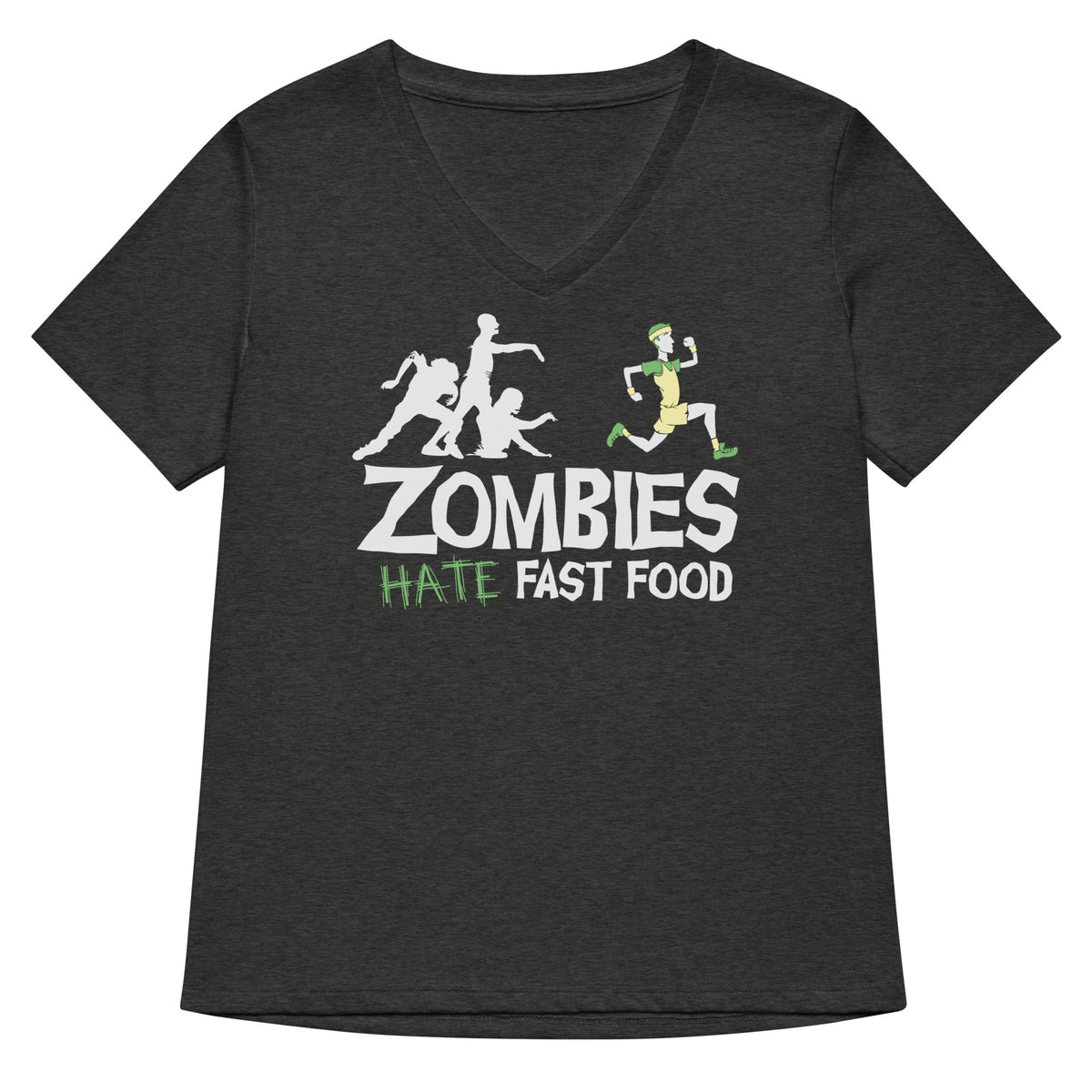 Zombies Hate Fast Food Women's V-Neck Tee product image 2