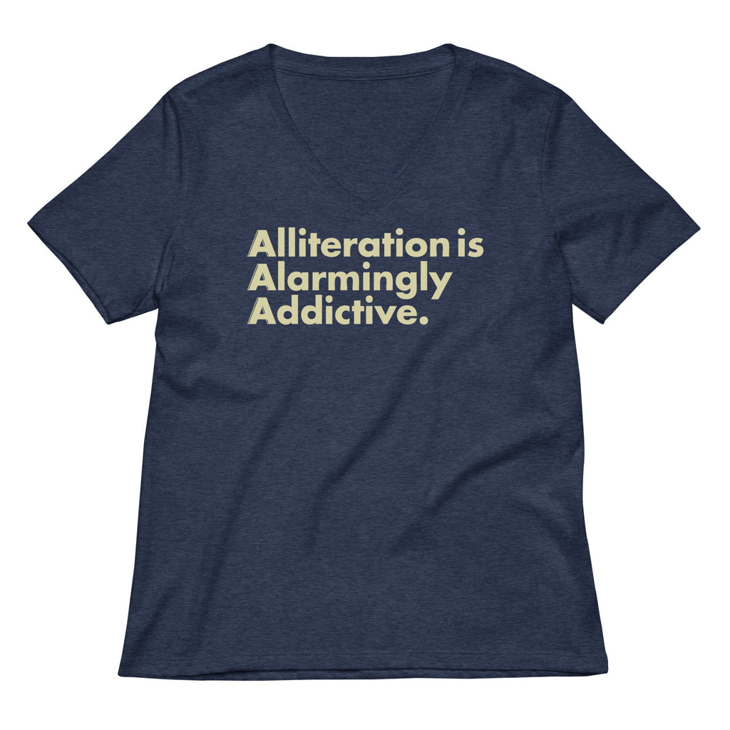 Alliteration Is Alarmingly Addictive Women's V-Neck Tee product image 1