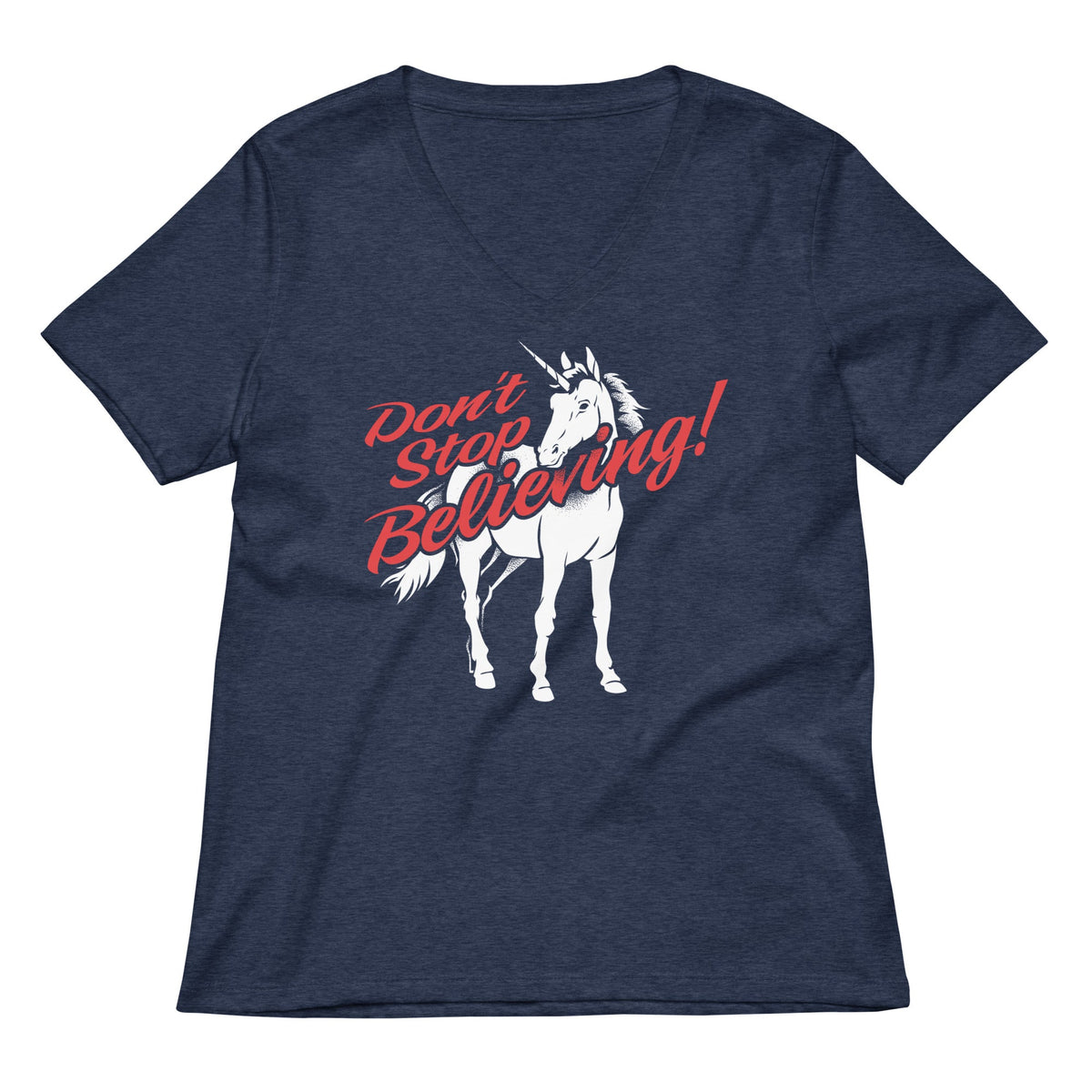 Don't Stop Believing Unicorn Women's V-Neck Tee product image 3