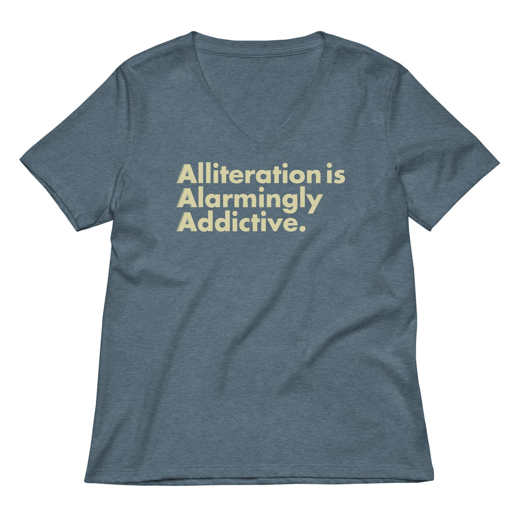 Alliteration Is Alarmingly Addictive Women's V-Neck Tee product image 4