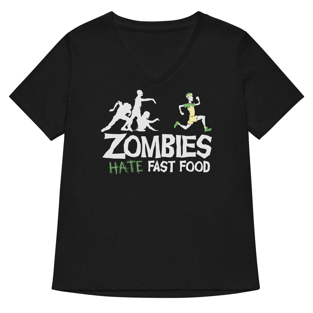 Zombies Hate Fast Food Women's V-Neck Tee product image 3