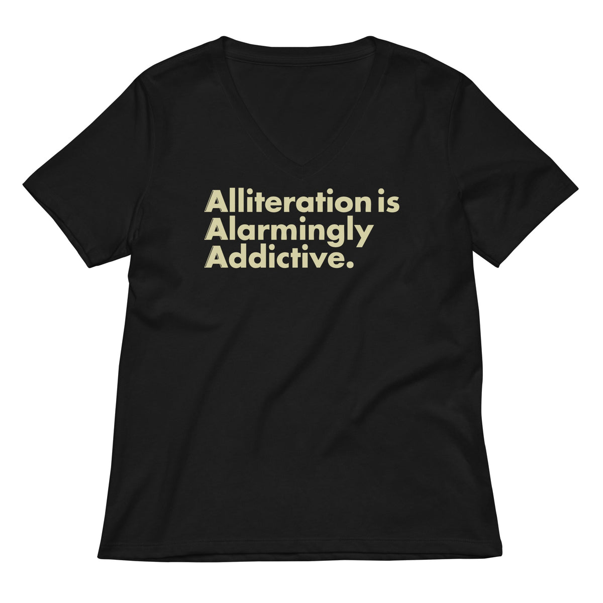 Alliteration Is Alarmingly Addictive Women's V-Neck Tee product image 2