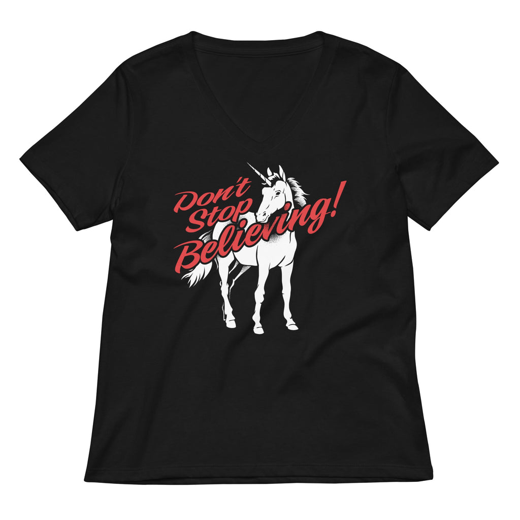 Don't Stop Believing Unicorn Women's V-Neck Tee product image 2